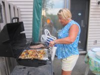 Lynne grilling vegs and flat iron steak June 2016.JPG