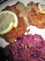 Weinerschnitzle and red cabbage.JPG