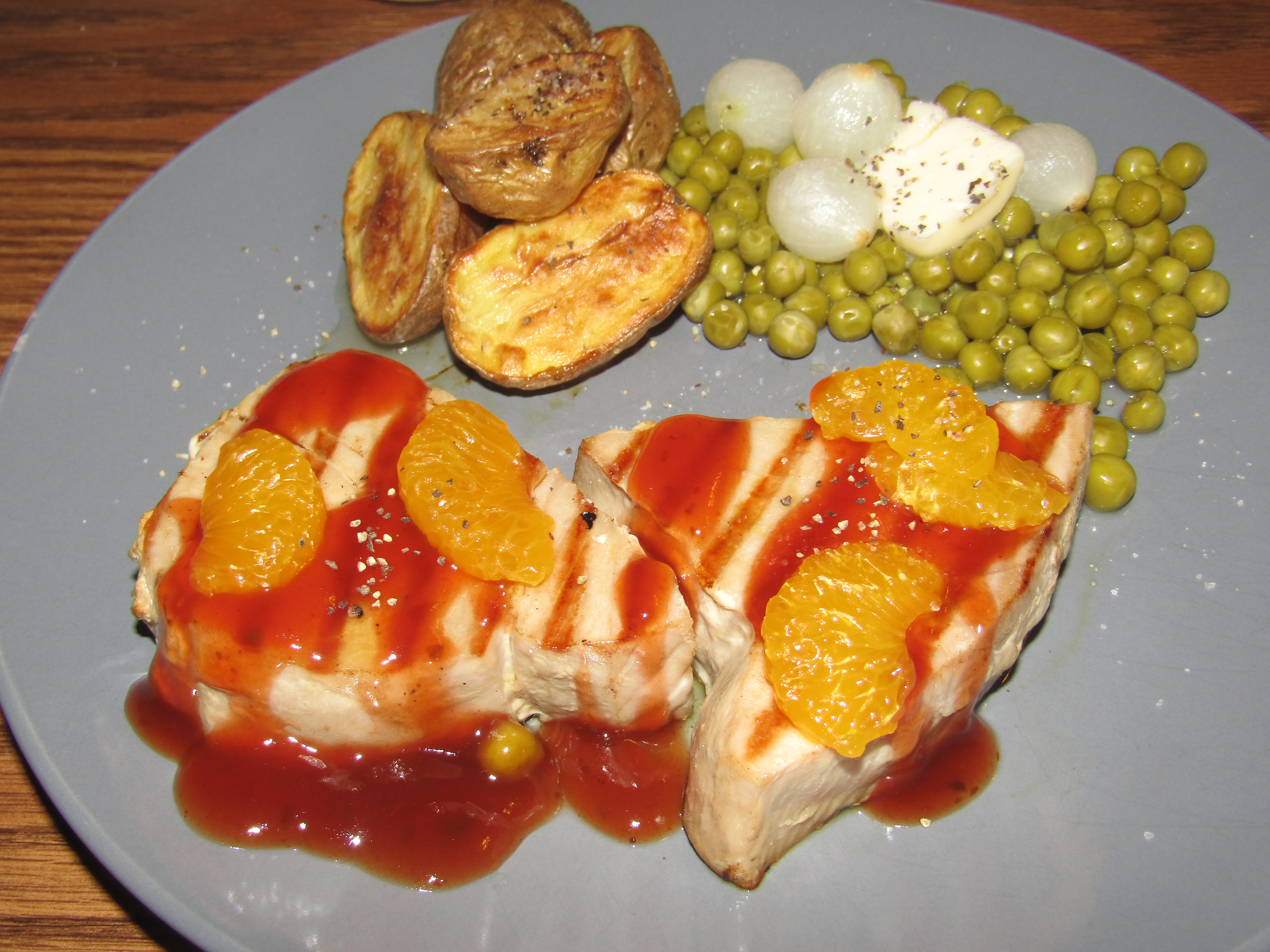 Ahi Tuna Steaks, Grilled Mandarin Sauce.JPG