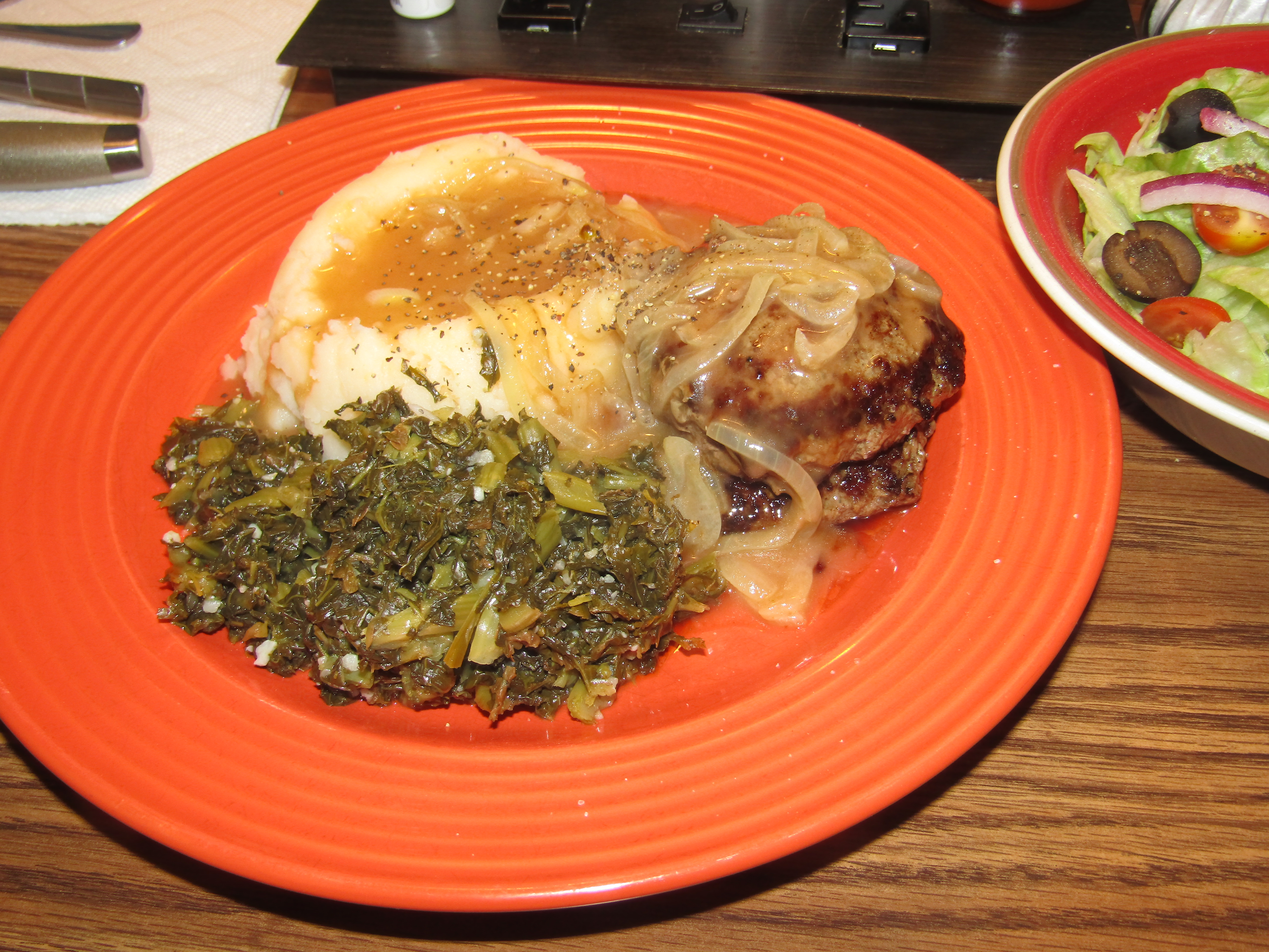 Burgers, Stacked Turnip Greens 6-10-23.JPG