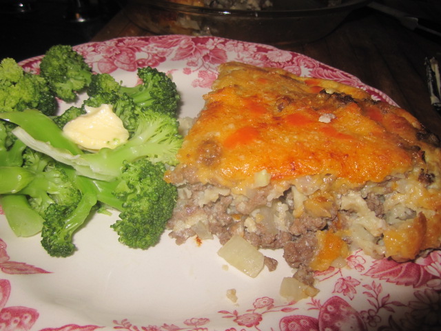 Cheeseburger pie, plated.JPG