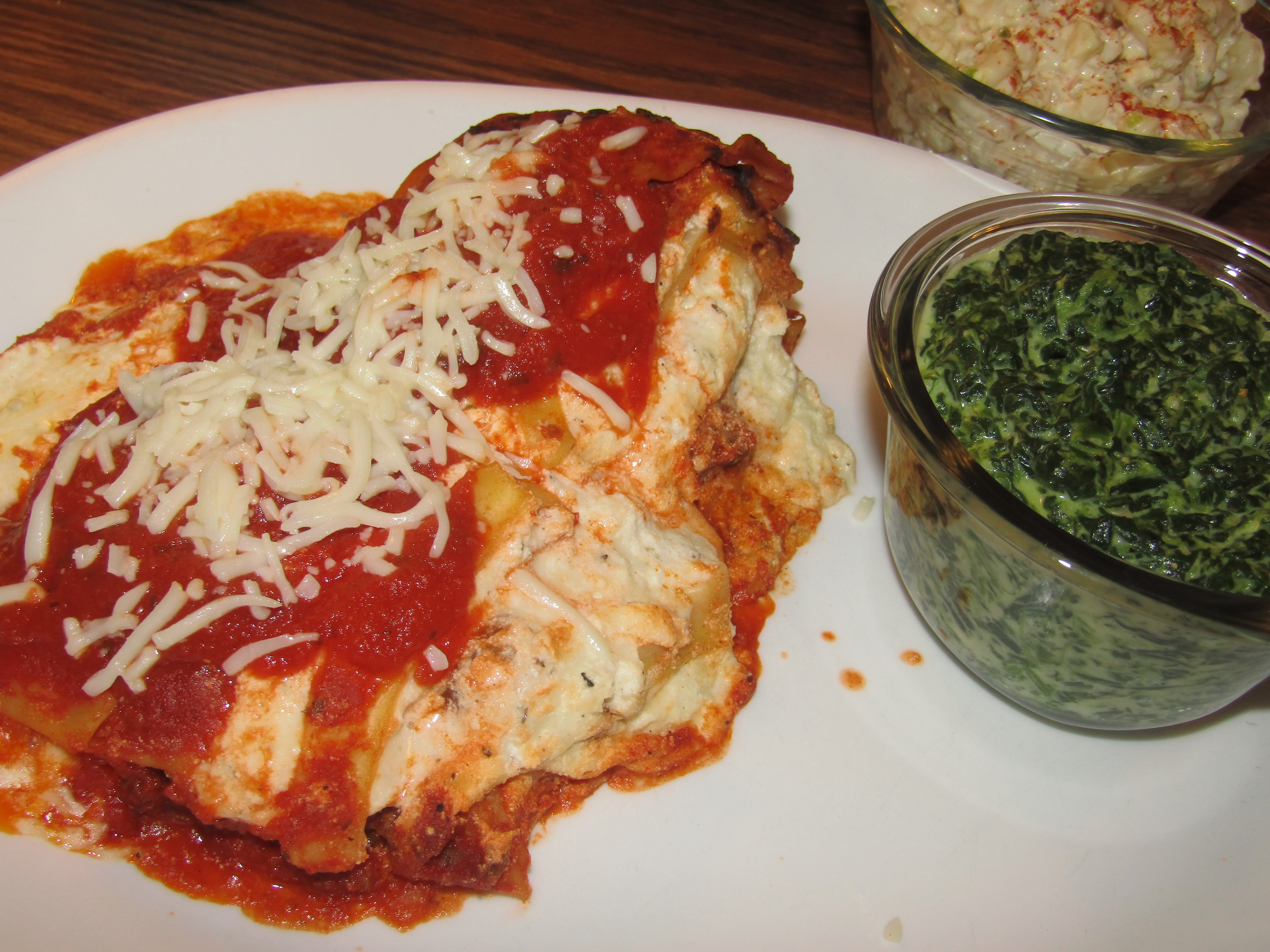 Lasagna , Creamed Spinach.JPG