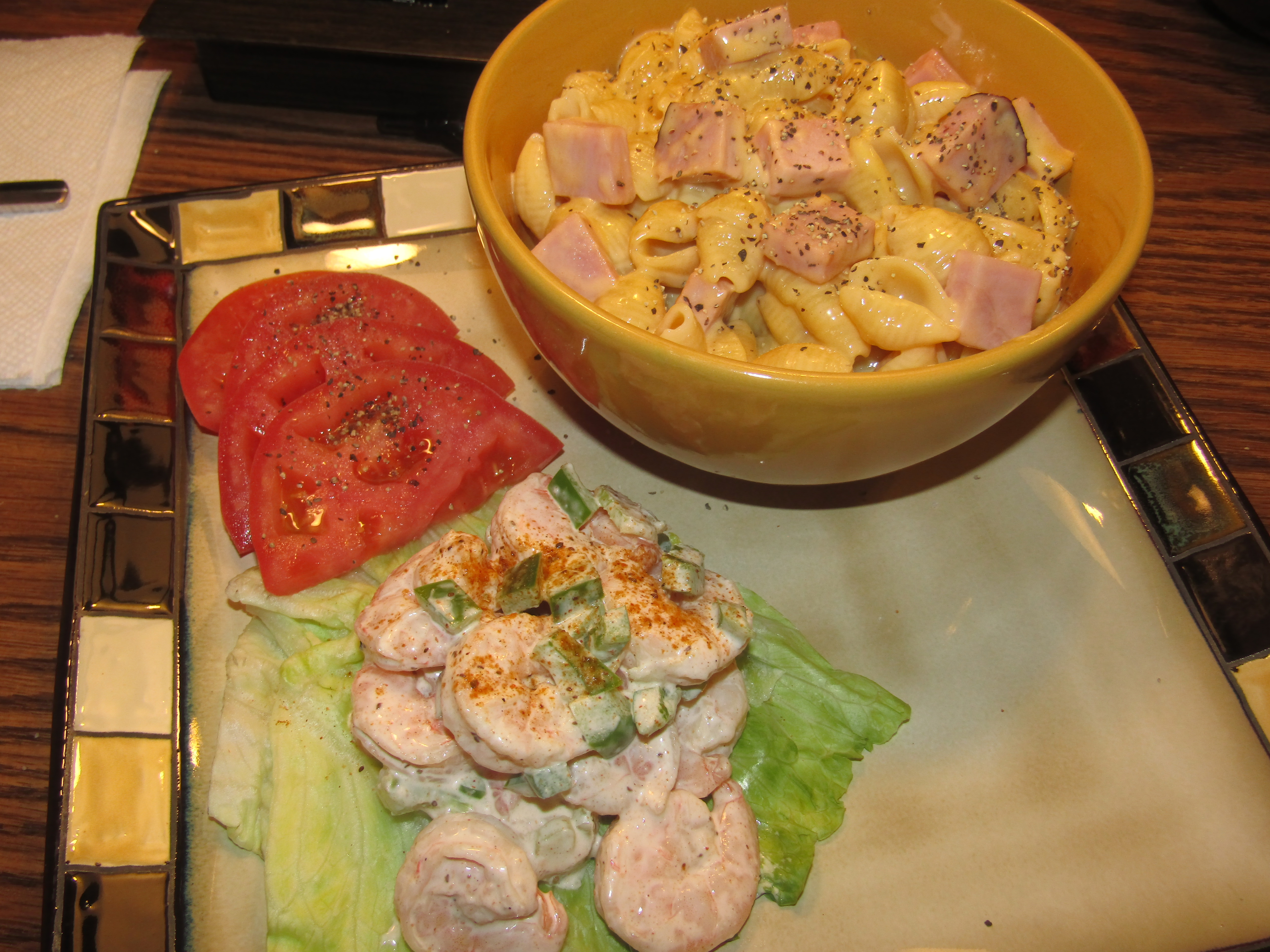 Mac & Cheese with Ham - Shrimp Salad 3-25-23.JPG