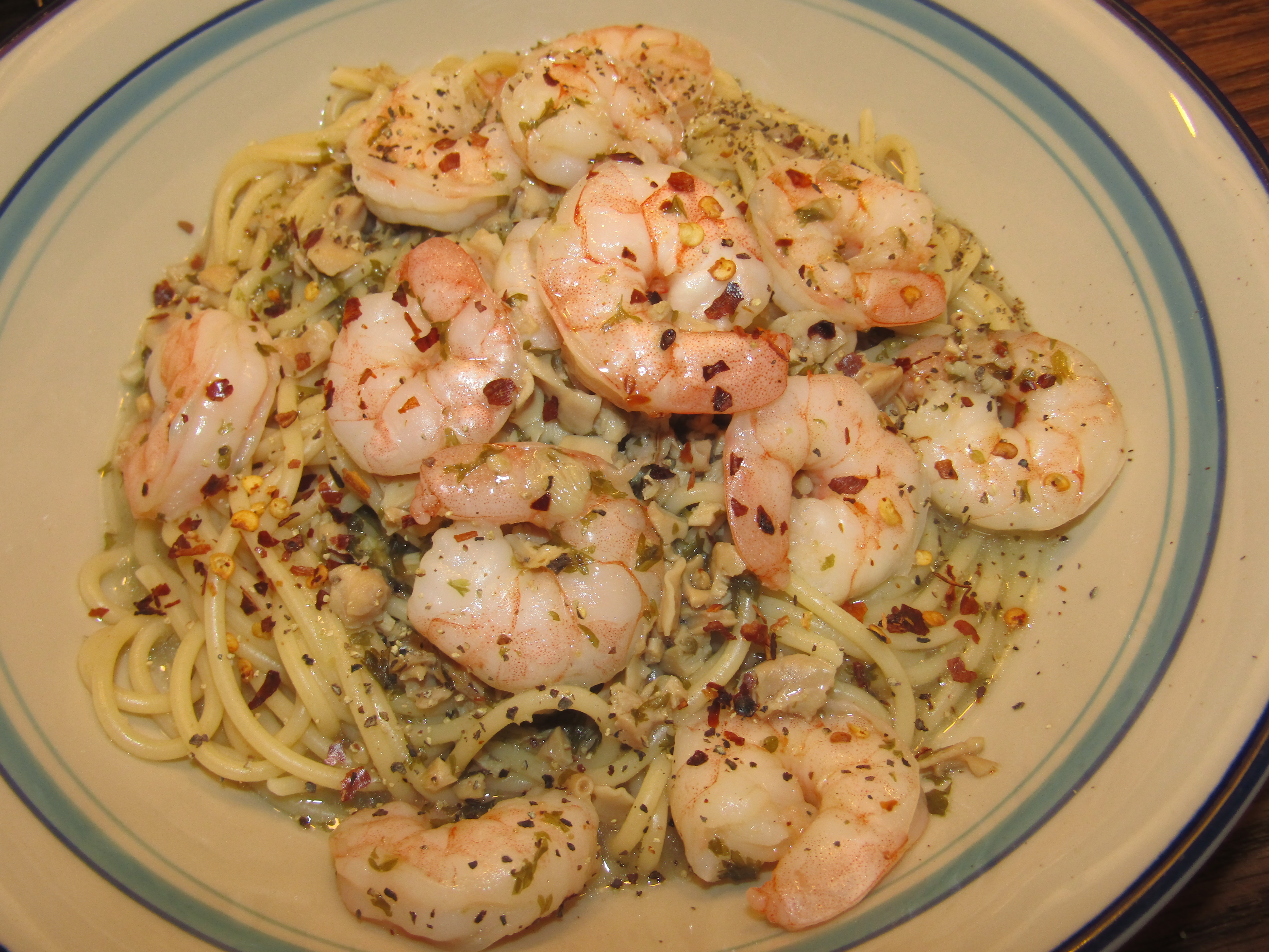 Shrimps in White Clam Sauce 8-10-22.JPG