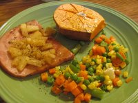 Ham Steak, Pineapple Sauce, Baked Yam, Mixed Vegetables.jpg