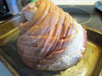 Dr. Chicken's Ham 1, scored, raw.JPG