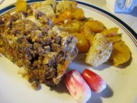 Pizza meatloaf and kohlrabi and squash.JPG