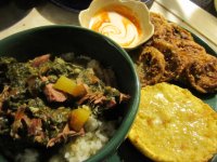 Greens and fried green tomatoes.JPG