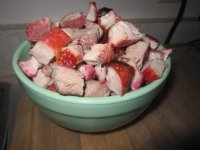 Bowl of cubed Ah So pork.JPG