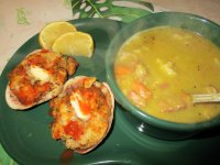Pea soup and clams.JPG