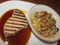 Ahi Grilled, Orange Sauce ; Rotini & Mussels in Garlic Butter.jpg