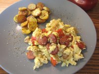 Egg, Pepper & Onion Scramble, with  Frank medallions .jpg