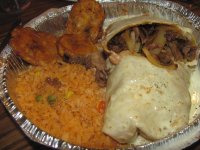 La Choza Burrito Deluxe, Yllow Rice, Plantains.jpg