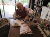 Mother's Day 2010 - cleaning mushrooms.JPG