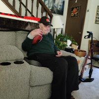 Dad with Browns stuff, Nov. 2023.jpg