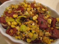 Corn, leeks, bacon  from Cooks Illustrated.JPG